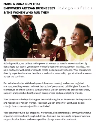 Empower African Women: Support Indego Africa's Mission Today