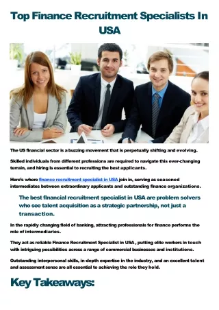 Top Finance Recruitment Specialists In USA