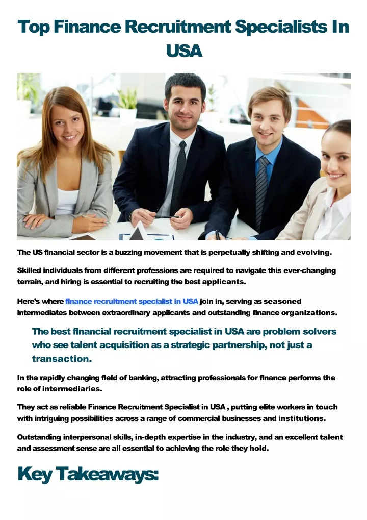top finance recruitment specialists in usa