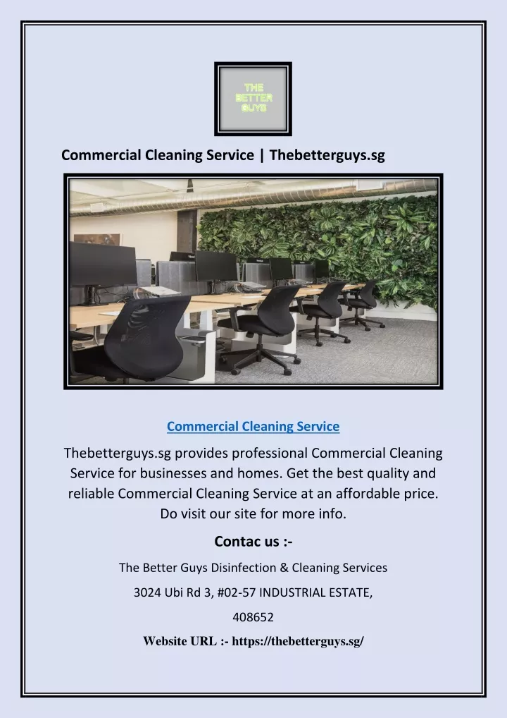 commercial cleaning service thebetterguys sg