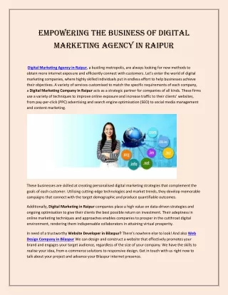 Empowering the business of digital marketing agency in Raipur
