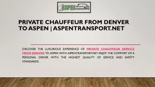 Denver Car Service | Aspentransport.net