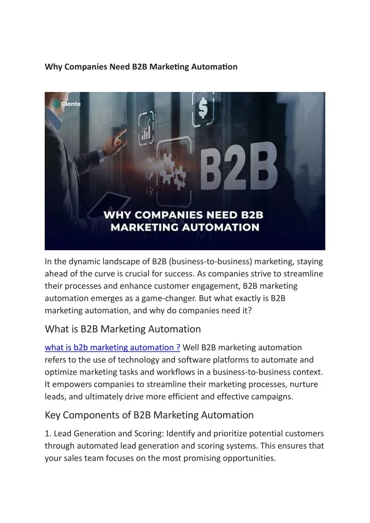 why companies need b2b marketing automation