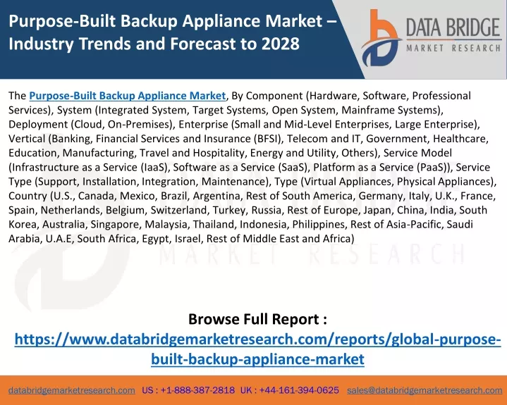 purpose built backup appliance market industry