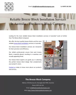 Reliable Breeze Block Installation Services In Australia