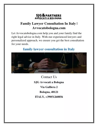 Family Lawyer Consultation In Italy | Avvocatobologna.com