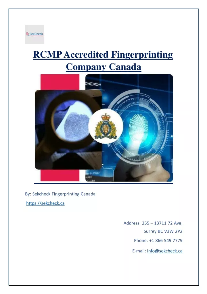rcmp accredited fingerprinting company canada