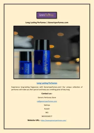Long Lasting Perfumes | Genericperfumes.com