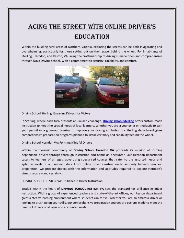 acing the street with online driver s education