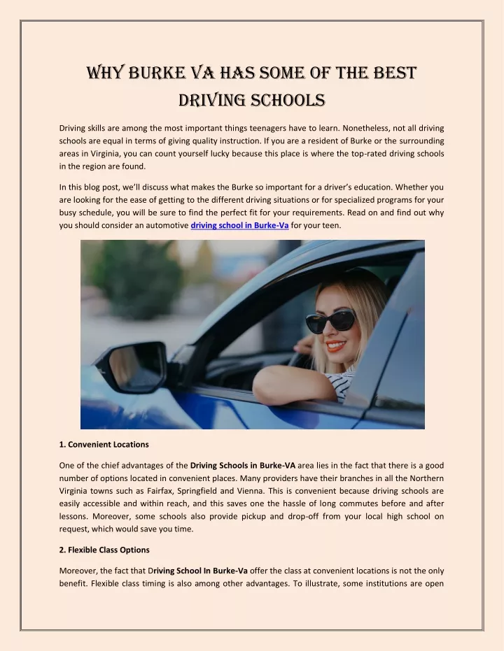 why burke va has some of the best driving schools