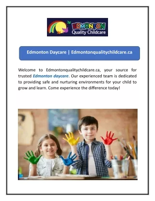 Edmonton Daycare Edmontonqualitychildcare.ca