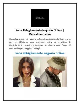 Kaos Abbigliamento Negozio Online  Kaosalbano.com