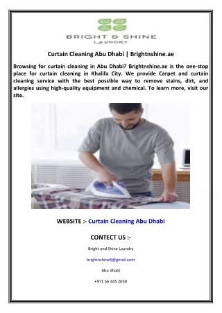 Curtain Cleaning Abu Dhabi  Brightnshine.ae