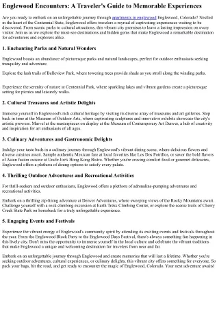 englewood encounters a traveler s guide