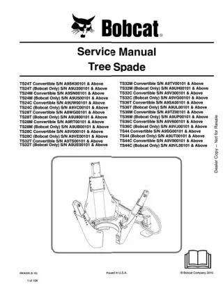 Bobcat TS24C BOBCAT ONLY Tree Spade Service Repair Manual SN A9VC00101 And Above