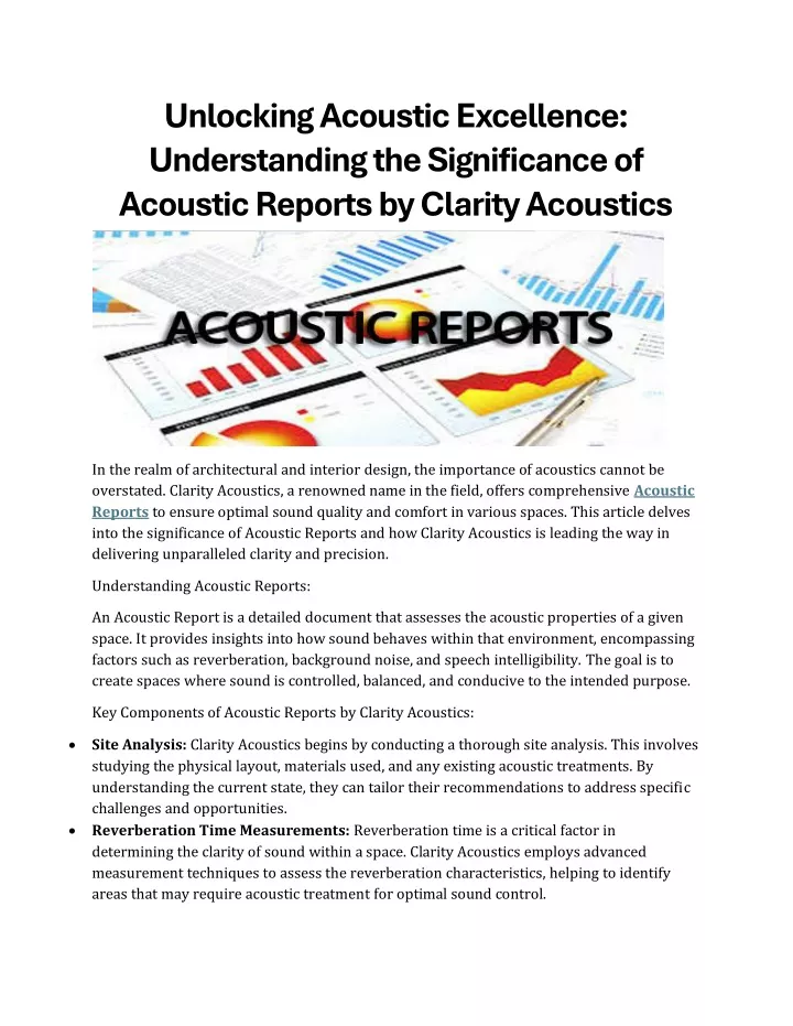 unlocking acoustic excellence understanding