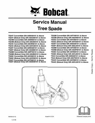 Bobcat TS28C CONVERTIBLE Tree Spade Service Repair Manual SN A9V000101 And Above