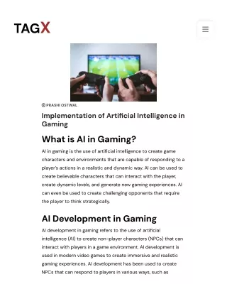 Implementation of Artificial Intelligence in Gaming