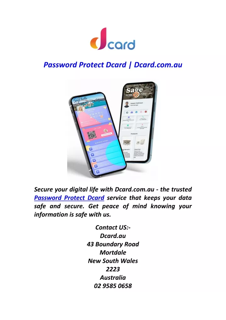 password protect dcard dcard com au