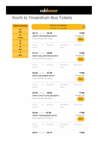 kochi to trivandrum bus tickets