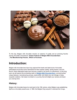 Unique Features of Belgian Milk Chocolate Bars