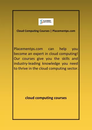 Cloud Computing Courses Placementps com