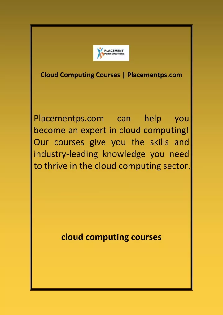 cloud computing courses placementps com
