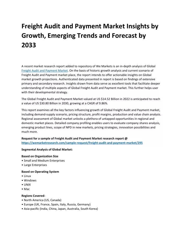 freight audit and payment market insights