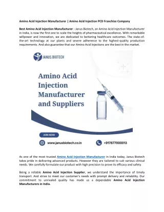 Amino Acid Injection Manufacturer and Supplier