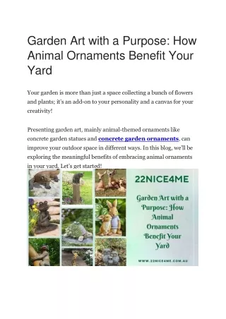 Garden Art with a Purpose How Animal Ornaments Benefit Your Yard