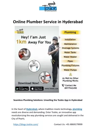 Online Plumber Service in Hyderabad