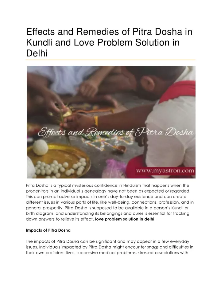 effects and remedies of pitra dosha in kundli