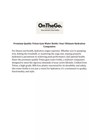Premium Quality Tritan Gym Water Bottle Your Ultimate Hydration Companion (1)