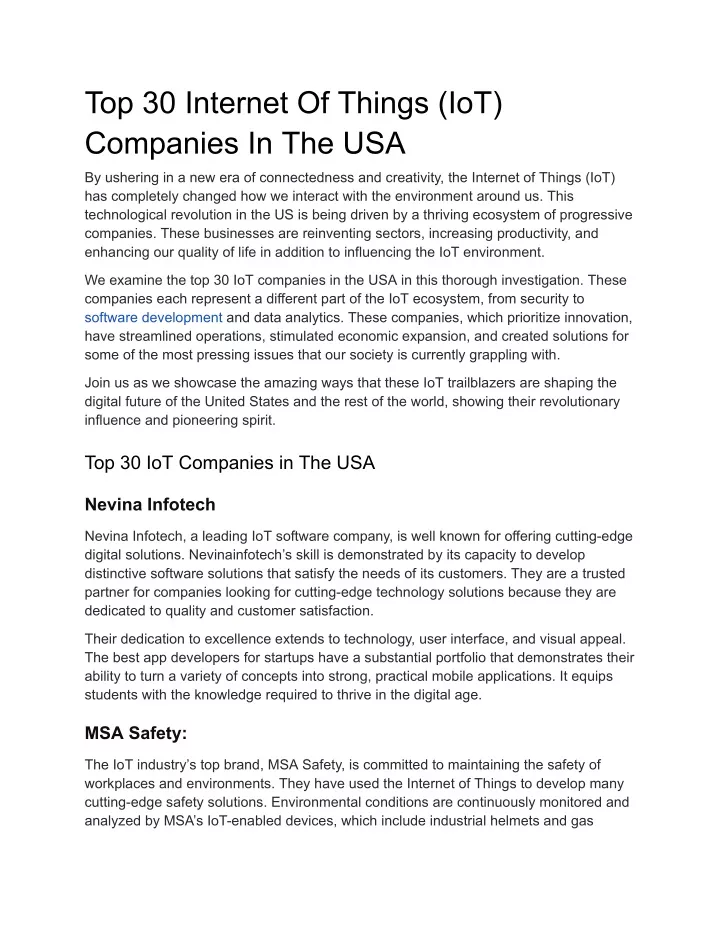 top 30 internet of things iot companies in the usa