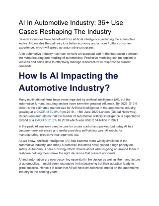 AI In Automotive Industry_ 36  Use Cases Reshaping The Industry
