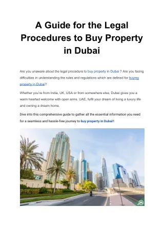 Inch & Brick Realty Easy Guide to Buying a Property in Dubai