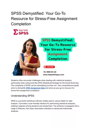 SPSS Demystified: Your Go-To Resource for Stress-Free Assignment Completion