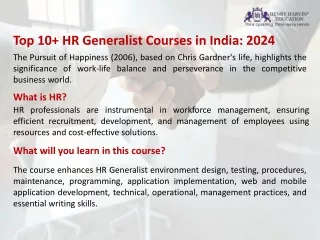 Top 10  HR Generalist Courses in India: 2024