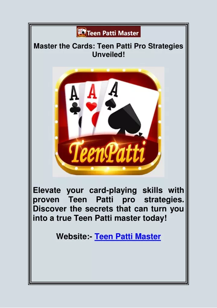 master the cards teen patti pro strategies