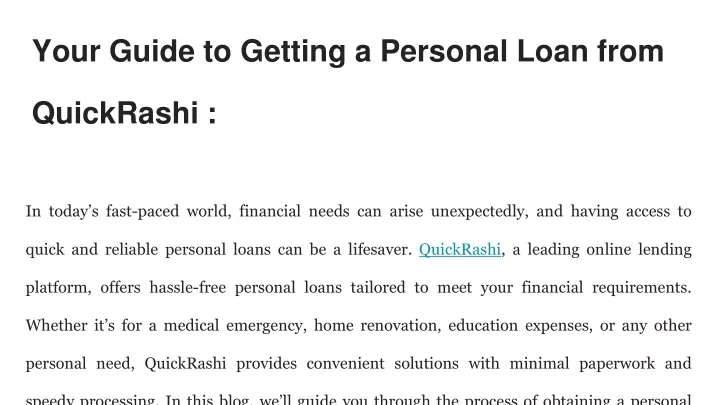 your guide to getting a personal loan from quickrashi