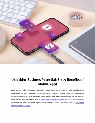 Unlocking Business Potential: 5 Key Benefits of Mobile Apps