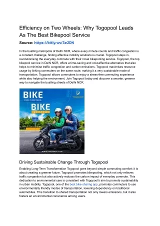 efficiency on two wheels why togopool leads
