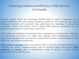 Enhancing Comfort and Efficiency HVAC Services in Lonavala