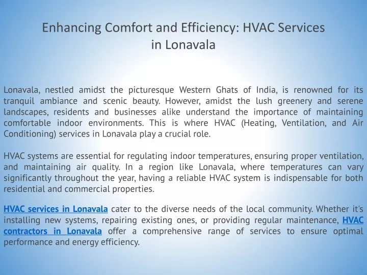 enhancing comfort and efficiency hvac services