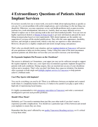 4 Extraordinary Questions of Patients About Implant Services