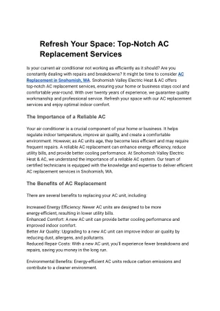 Refresh Your Space: Top-Notch AC Replacement Services