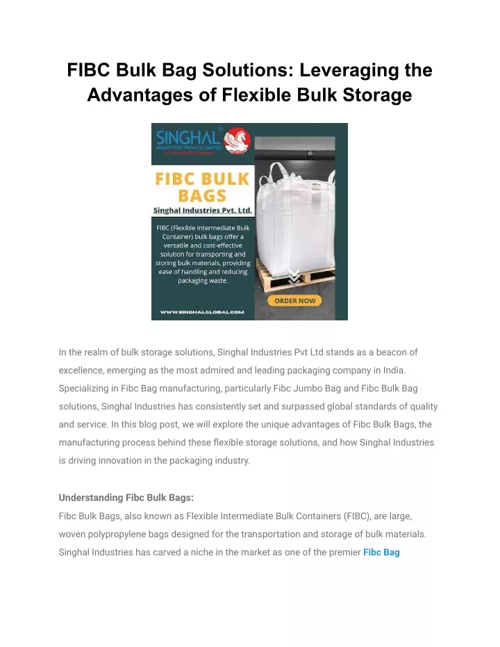 fibc bulk bag solutions leveraging the advantages