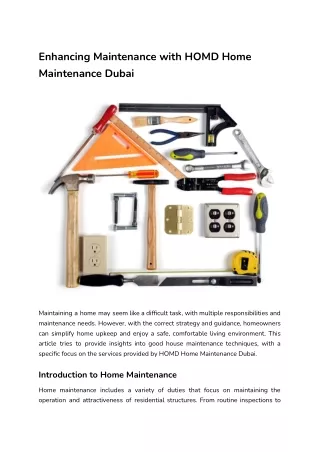 Enhancing Maintenance with HOMD Home Maintenance Dubai