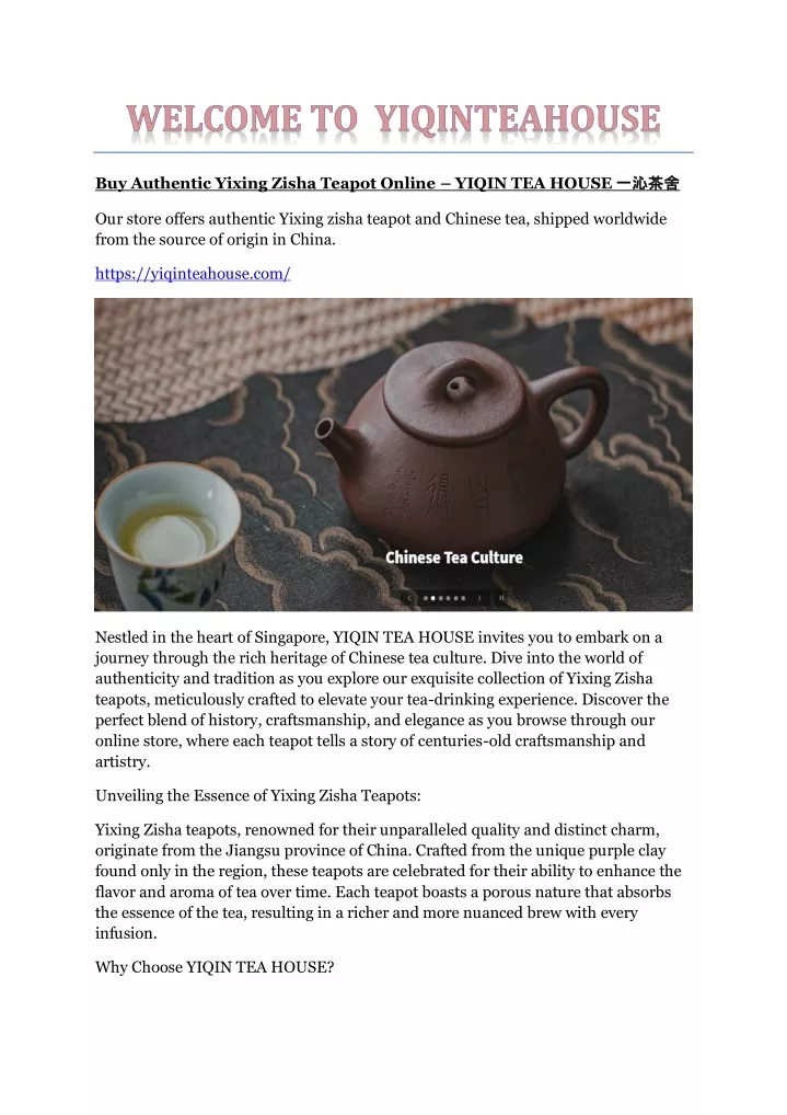 buy authentic yixing zisha teapot online yiqin