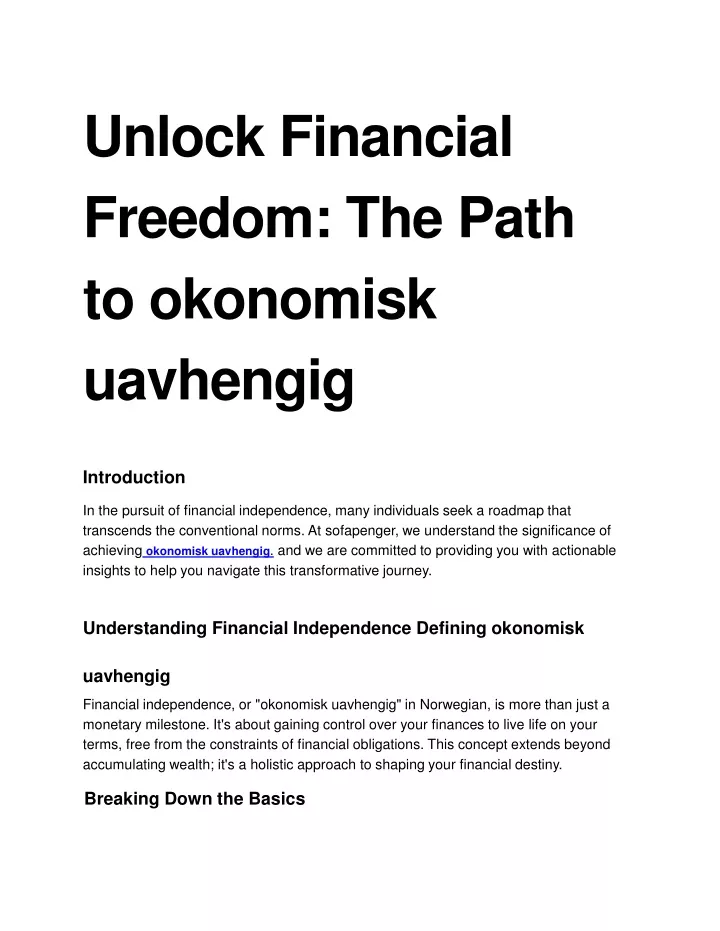 unlock financial freedom the path to okonomisk